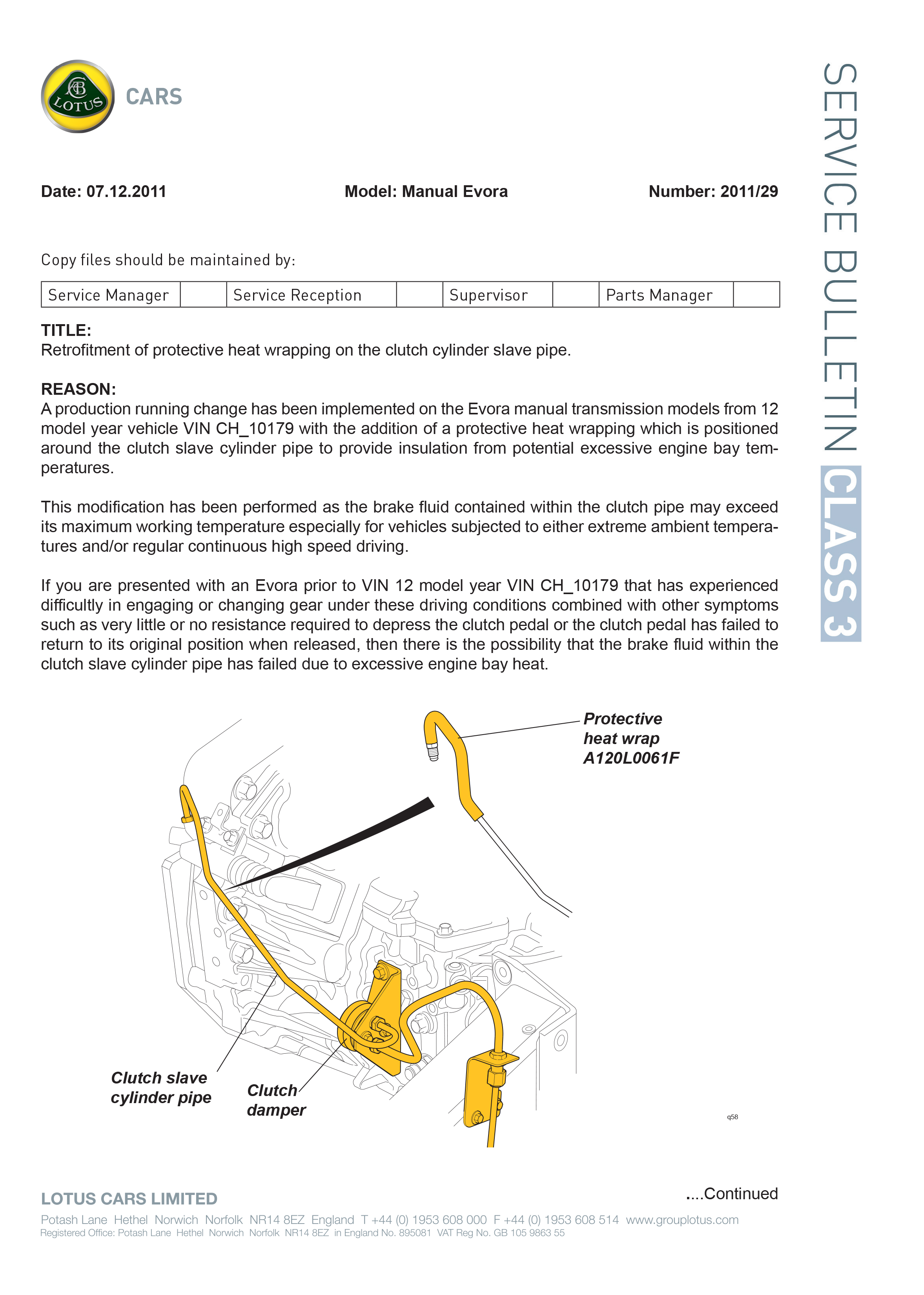 Lotus Evora Clutch Line TSB